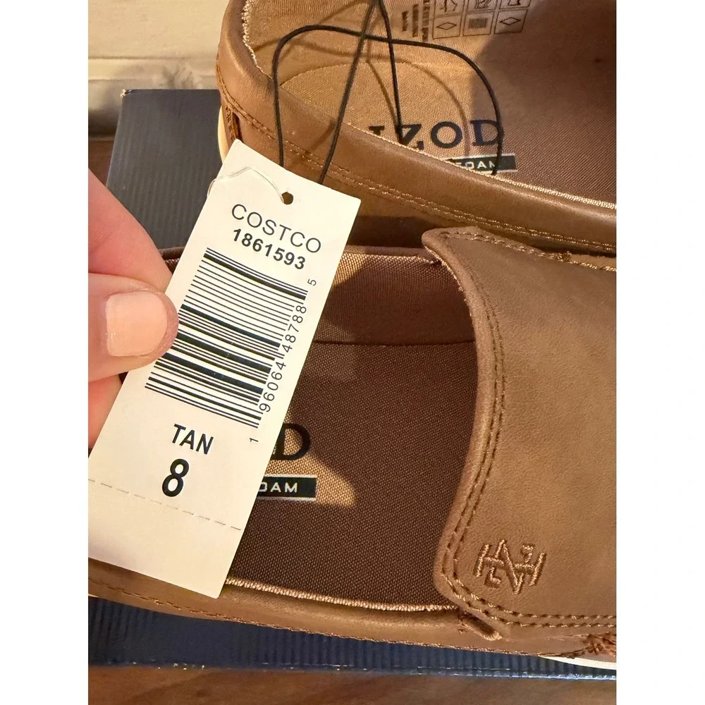 NWT IZOD Seapoint Mens Slip On Loafers Tan Memory Foam‎ Shoes Size 8 Preppy Boat